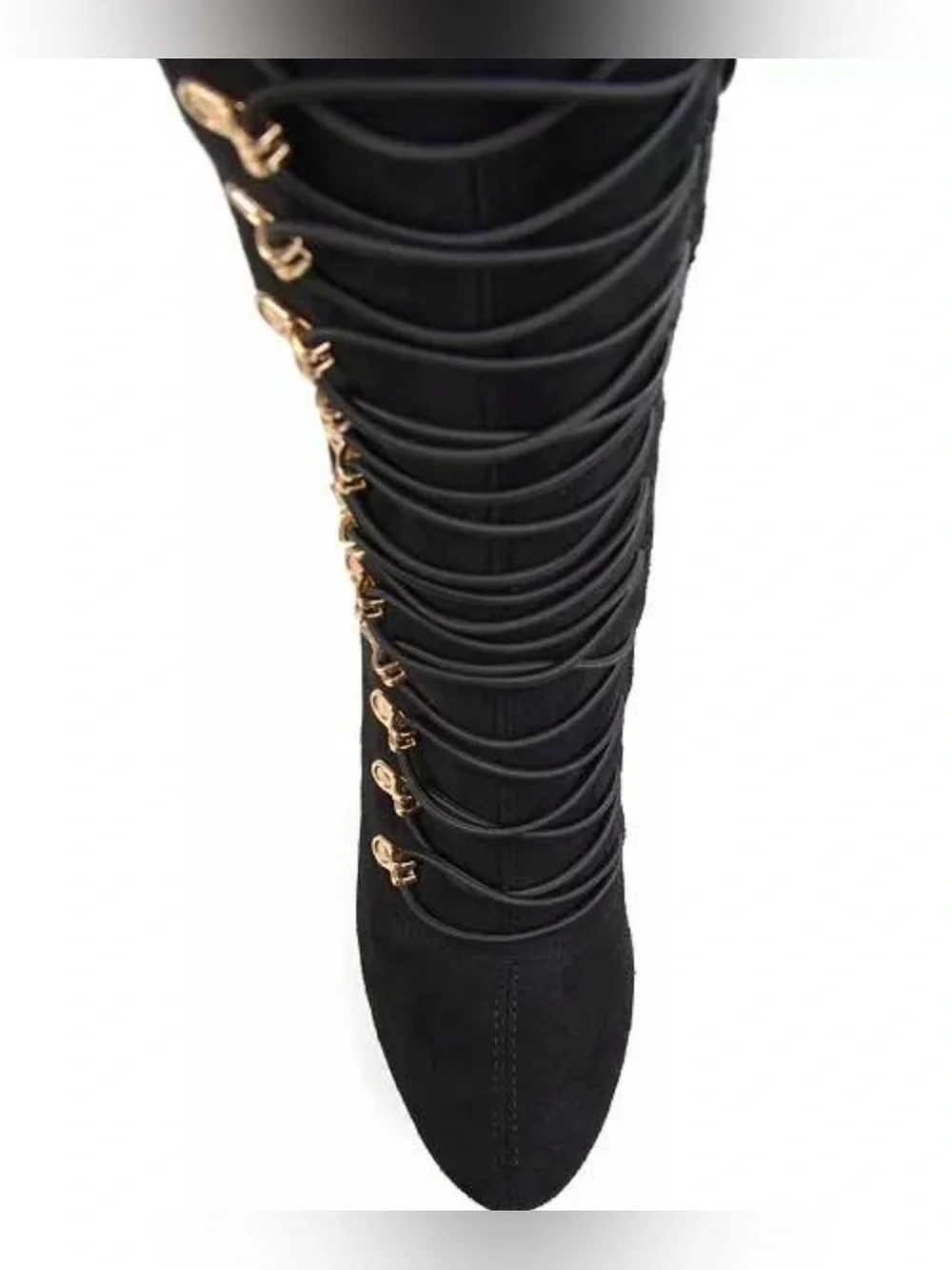 Over-the-Knee Lace-Up Stiletto Boot in Black w/ kitten heel size 6 1/2 comfy